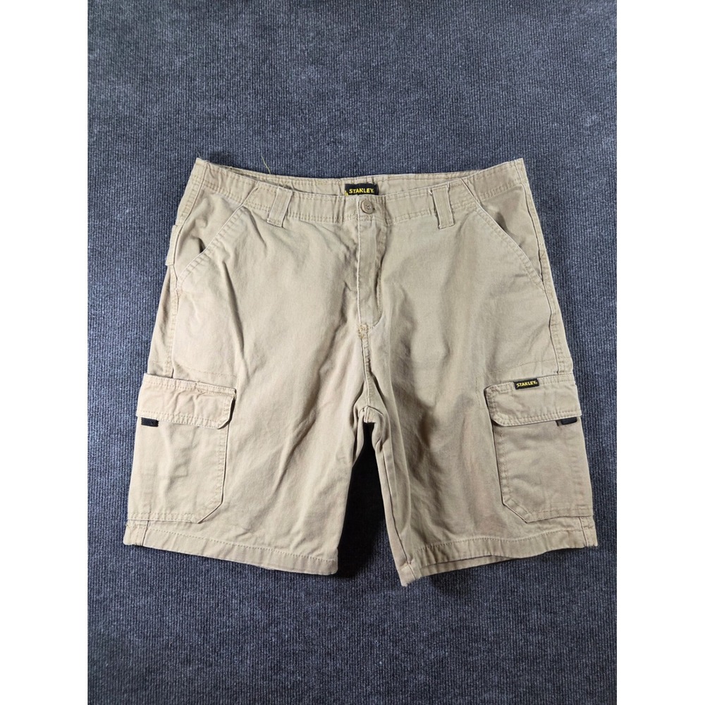 Stanley Mens 38 Khaki Tan Cotton Twill Cargo Work Shorts Utility Rugged